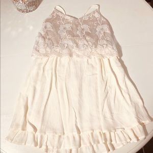 Cream and Gold Sequins Floral Dress